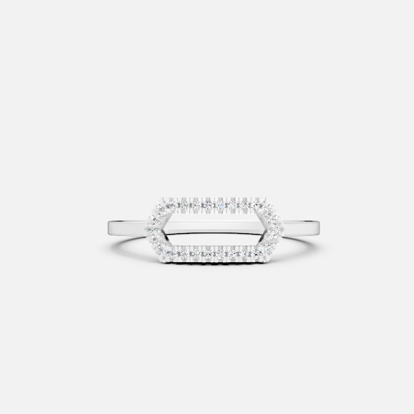 Stylish Open Hexagon Shape Diamond Ring